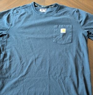 Carhartt Force Men's Navy Short Sleeve Relaxed Fit Work Tee Shirt Sz Lg
